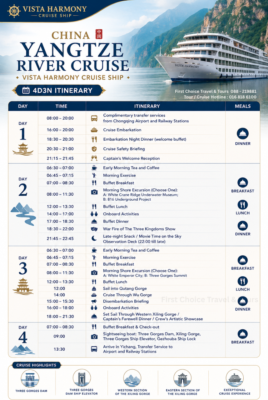 (New) Yangtze River Cruise 4D3N / 5D4N